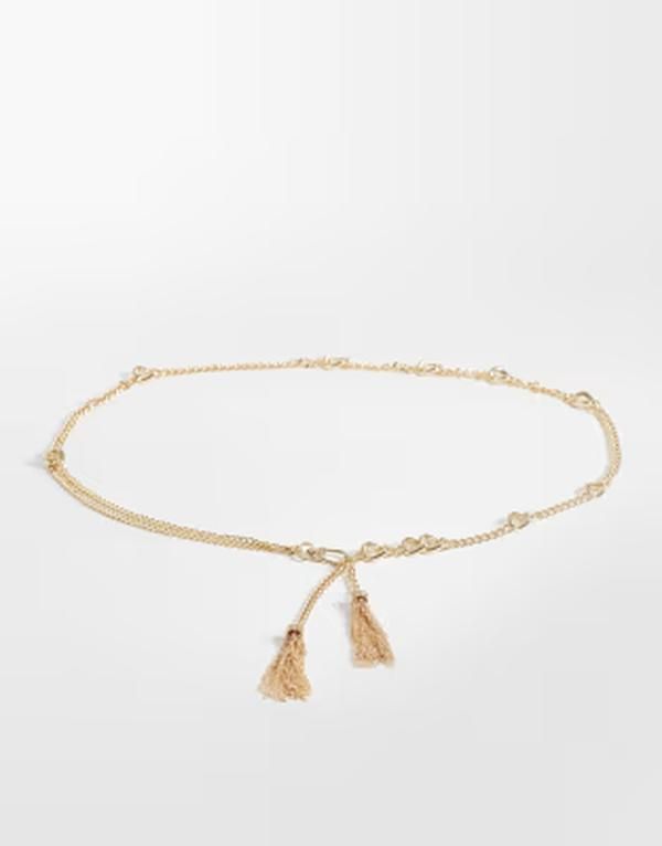 エイソス レディース アクセサリー ベルト ASOS Curve ASOS DESIGN Curve chain tassel belt GOLD ゴールド