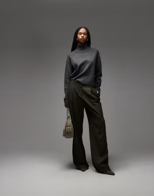 アルケット レディース アウター ニット・セーター ハイネック ウール ARKET wool sweater withigh neck andeep cuffs in dark GRAY グレー