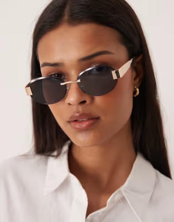 ジーナトリコ レディース アクセサリー サングラス・アイウェア Gina Tricot rimlessunglasses and gold tone Black ブラック