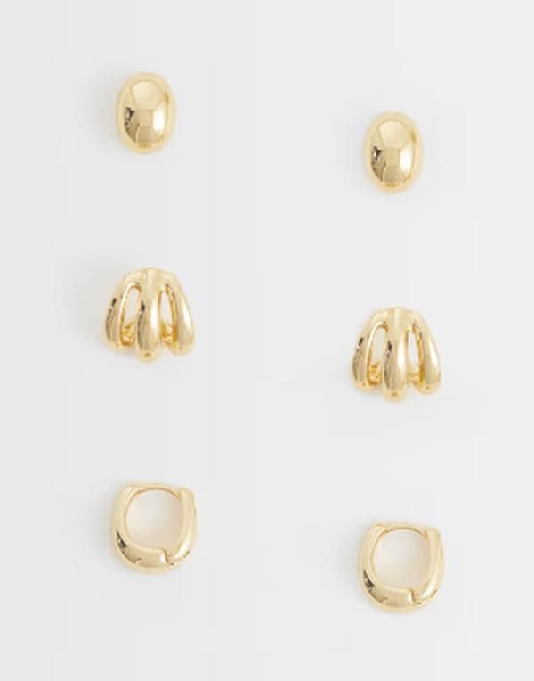 マンゴ レディース アクセサリー ピアス・イヤリング Mango 3 pack stud earrings GOLD ゴールド