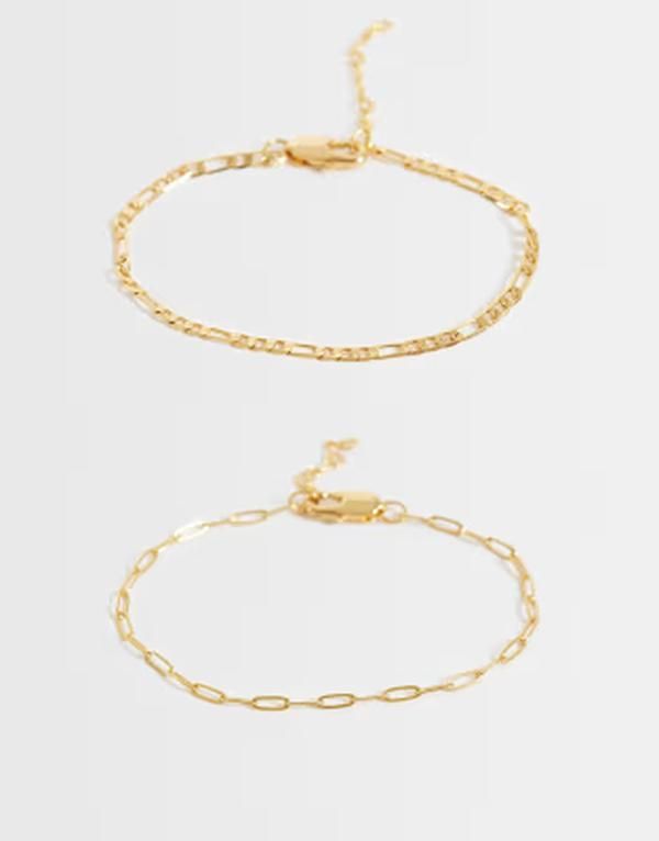 エイソス レディース アクセサリー ブレスレット・バングル・アンクレット ASOS Curve ASOS DESIGN Curve 14k gold plated pack of 2 chain br