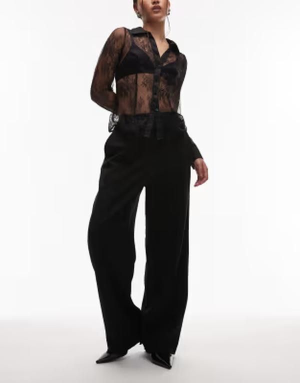 アルケット レディース ボトムス カジュアルパンツ ストレート サテン ARKET satin wide straight leg tailo red pants with elastic waist