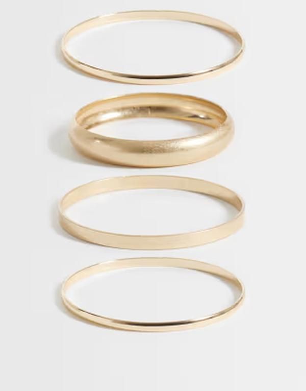 エイソス レディース アクセサリー ブレスレット・バングル・アンクレット ASOS Curve ASOS DESIGN Curve pack of 4 mixed bangles tone and b