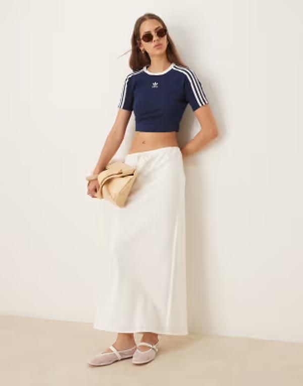 ジーナトリコ レディース ボトムスカート マキシ Gina Tricot drawstring maxi skirt WHITE ホワイト