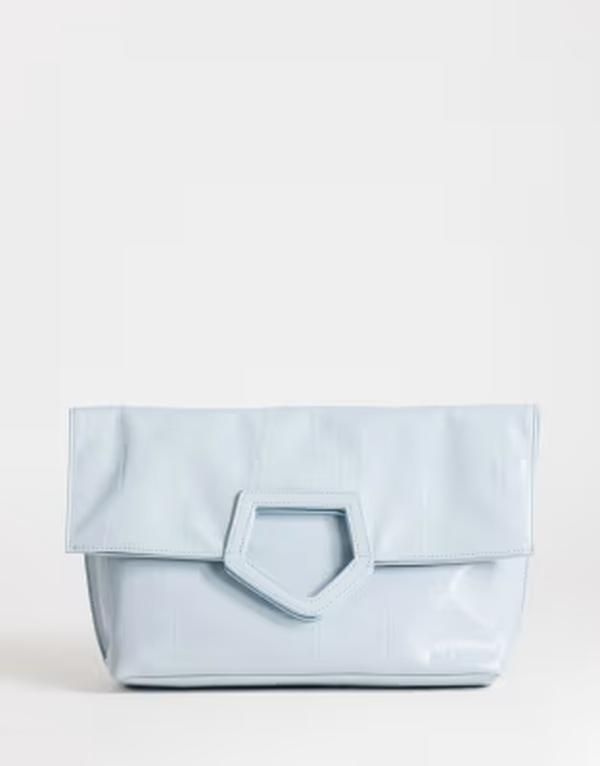 トップショップ レディース バッグ Topshop Gregry folded oversized clutch bag croc BLUE ブルー