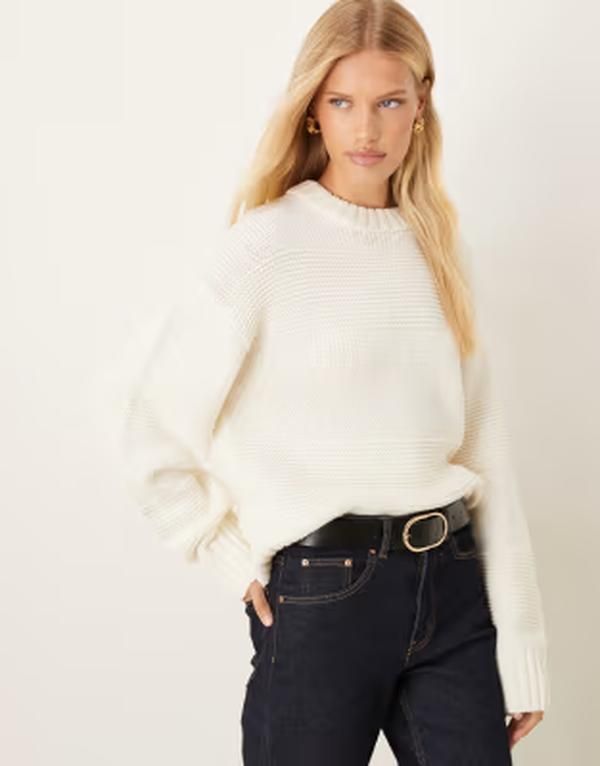 ジーナトリコ レディース アウター ニット・セーター クルーネック Gina Tricot crew neck textu red stripe stitchunky knitted sweater