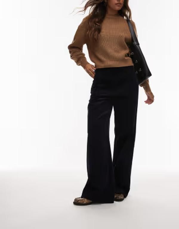 アルケット レディース ボトムス カジュアルパンツ ワイドレッグ ARKET wide leg cord pants with tailo red waistband Navy blue ネイビー