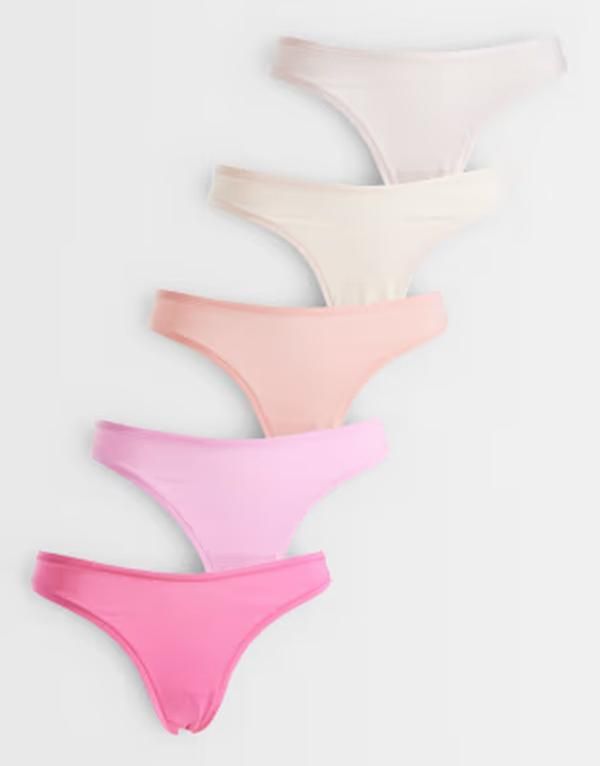 エイソス レディース アンダーウェア ブリーフパンツ ASOS DESIGN 5 pack thong PINK ピンク
