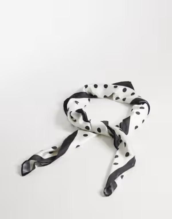 カイア レディース アクセサリー マフラー・ストール・スカーフ ドット柄 ドット サテン Kaiia exclusive satin scarf in cream and black polka do