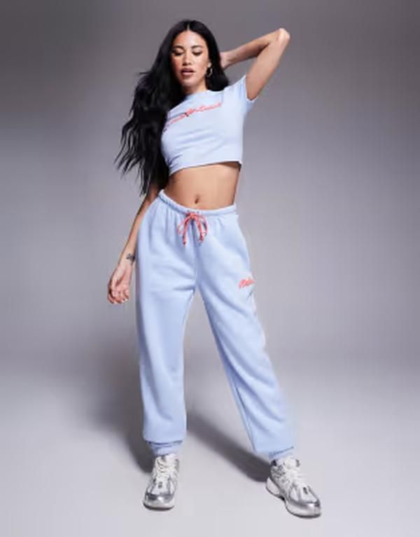 カイア レディース ボトムス カジュアルパンツ プリント スウェットパンツ コットン ロゴ Kaiia cotton blend puff printed logo cuffed sweatpants