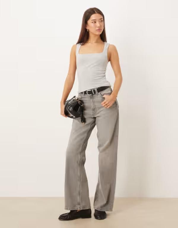ジーナトリコ レディース トップス ベスト Gina Tricot square neck tank top melange Gray melange グレー