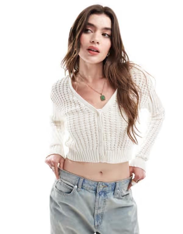 コットンオン レディース アウター カーディガン Cotton ecru open crochet cardigan ECRU エクリュ