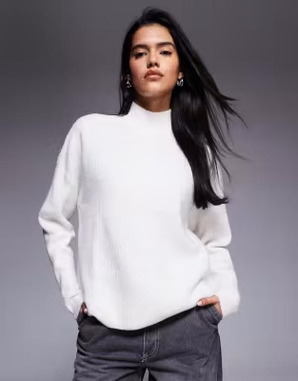 アリアコーブ レディース アウター ニット・セーター クルーネック リブ Aria Cove knit crew neck ribbed cuff sweater in cream クリーム