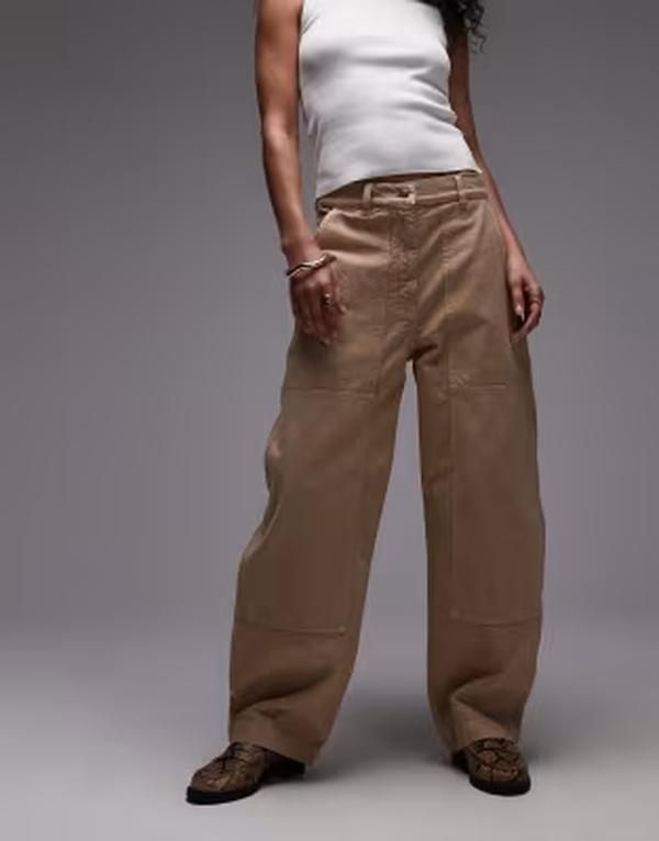 アルケット レディース ボトムス カジュアルパンツ ARKET workwear pants with triple stitch detail in washed BEIGE ベージュ