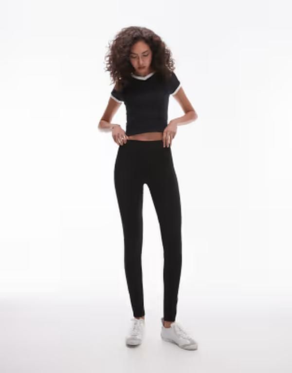 トップショップ レディース ボトムス レギンス Topshop Tall fullengtheavy weight leggings Black ブラック