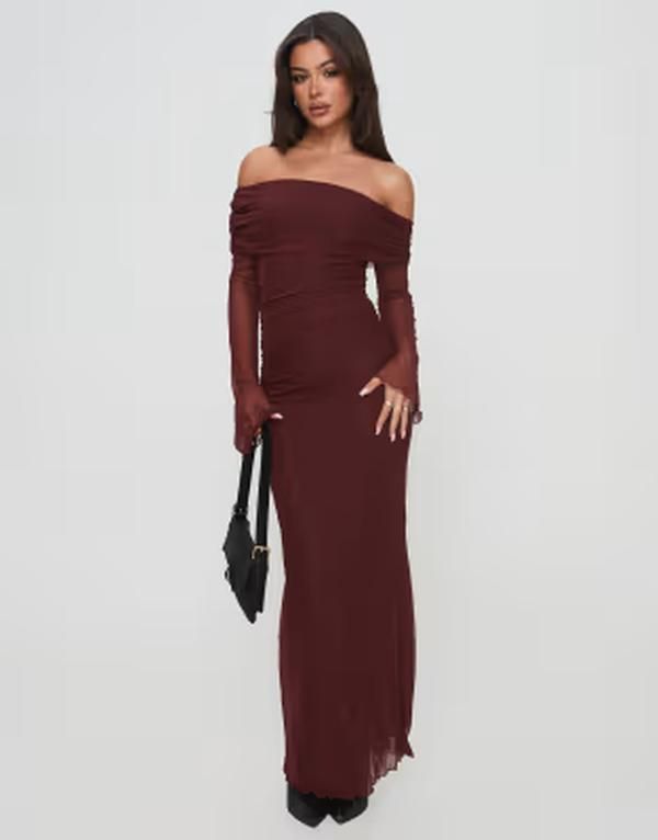 プリンセスポリー レディース トップス ワンピース メッシュ マキシ Princess Polly Consideration mesh off the shoulder flare sleeve l