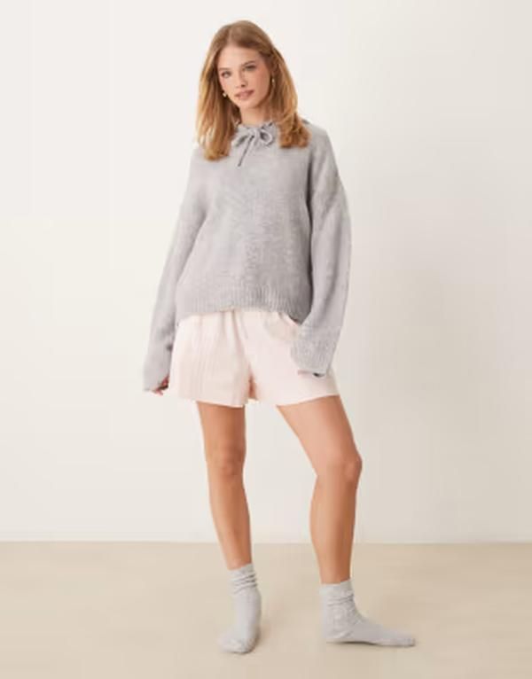 ジーナトリコ レディース アウター パーカー・スウェット ニット GINA TRICOT super soft fluffy knit oversized hoodie in heather Gray 18,735円