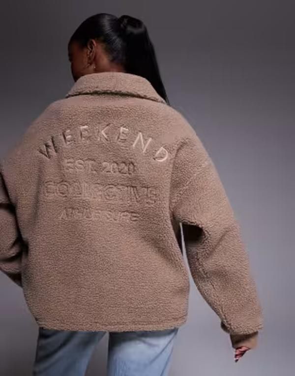 エイソス レディース アウター パーカー・スウェット ハーフジップ 刺繍 フリース ASOS Weekend Collective Weekend Collective borg half zip f