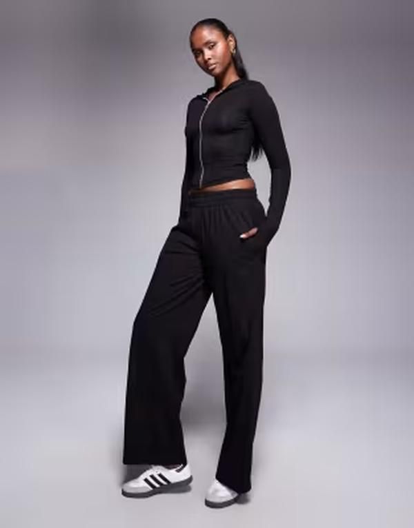 カイア レディース ボトムス カジュアルパンツ ワイドレッグ スウェットパンツ コットン Kaiia cotton rich softouch wide leg sweatpants part of