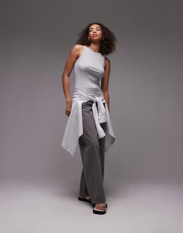 アルケット レディース トップス ベスト リブ ジャージー ARKET ribbed jersey tank top melange Gray melange グレー