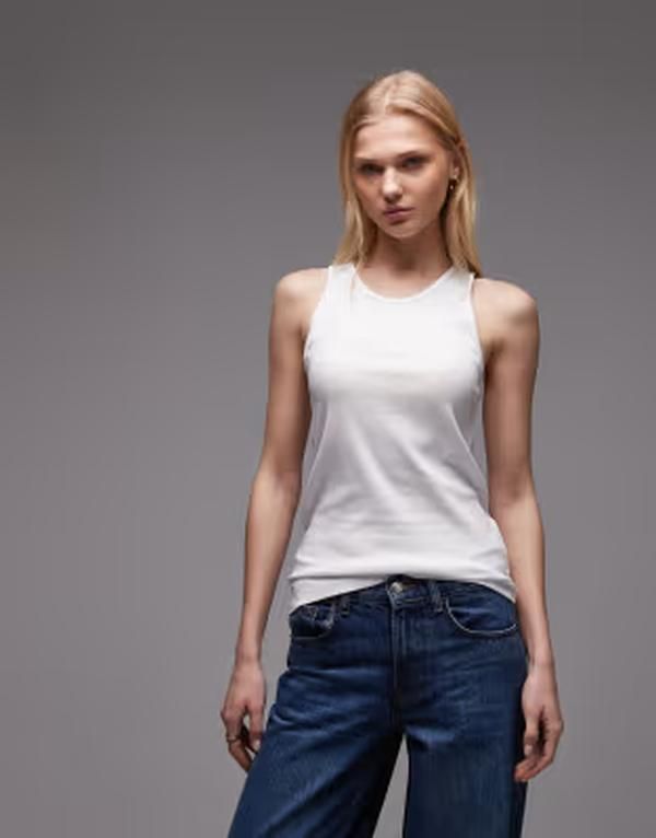 アルケット レディース トップス Tシャツ リブ ジャージー ARKET ribbed jersey tank top with scoop neck WHITE ホワイト