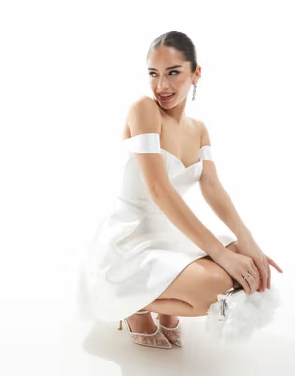 エバーニュー レディース トップス ワンピース ミニ Ever New Bridal structu red mini dress Ivory アイボリー