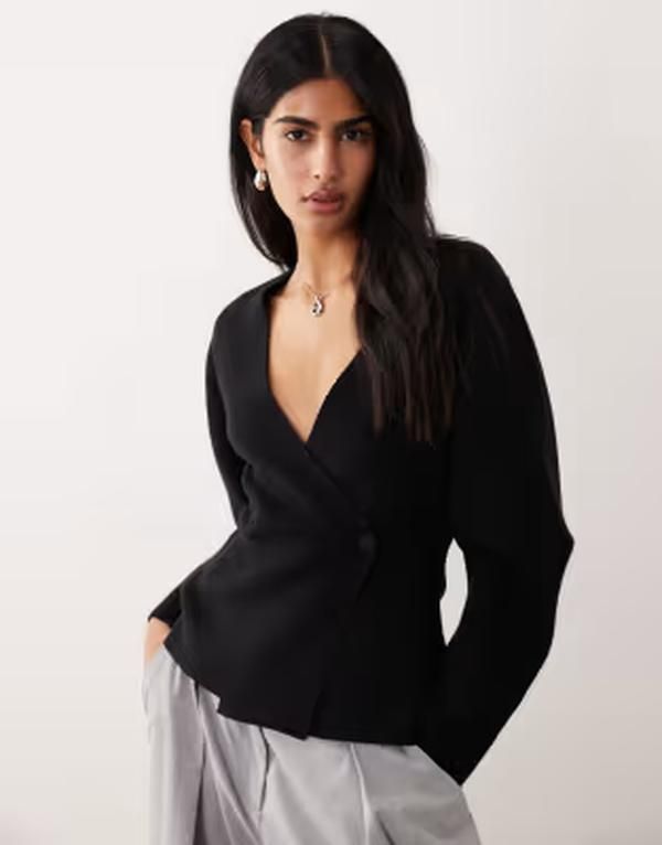 ジーナトリコ レディース アウター カーディガン Vネック Gina Tricot vneck shaped cardigan Black ブラック