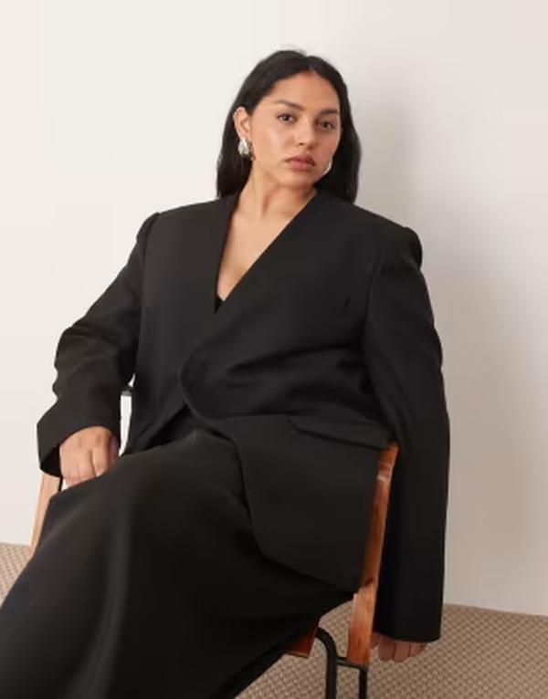 アレンジ レディース アウター ジャケット・ブルゾン ブレザー ARRANGE Curve ultimate collarless blazer Black ブラック