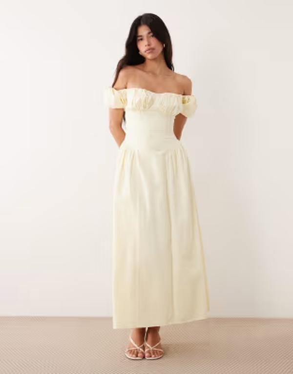 カイア レディース トップス ワンピース プリーツ コットン マキシ Kaiia exclusive puff sleeve hipleatedetailing cotton milkmaid max