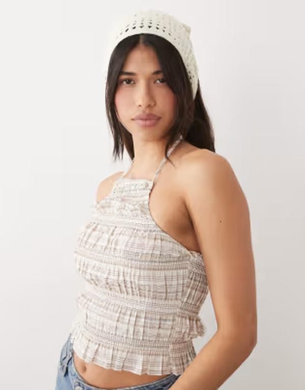 カイア レディース アクセサリー 帽子 コットン Kaiia exclusive cotton seashell and star trim crochet headscarf in cream クリ