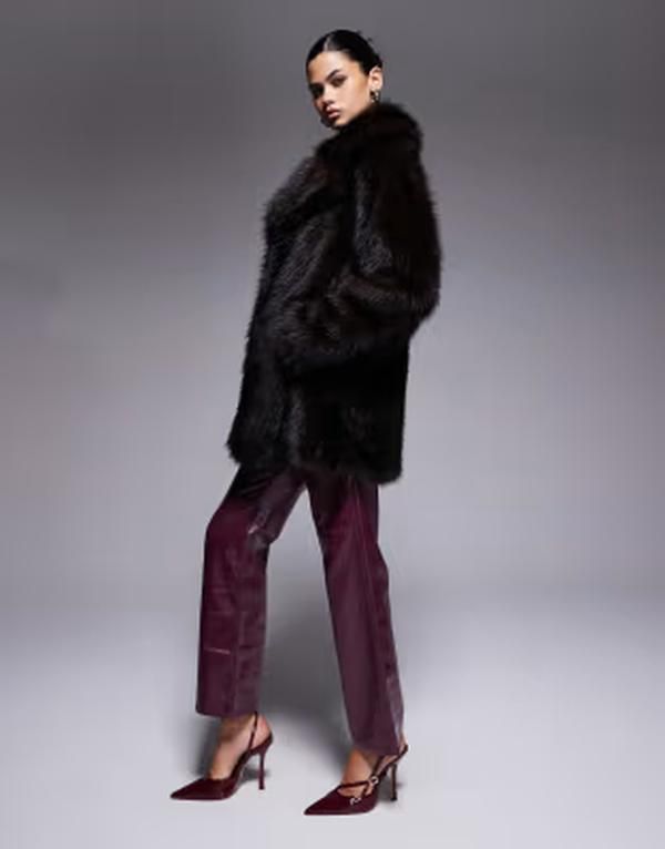 ザ・フロリック レディース アウター ジャケット・ブルゾン The Frolic exclusive oversized collar faux fur jacket BROWN ブラウン
