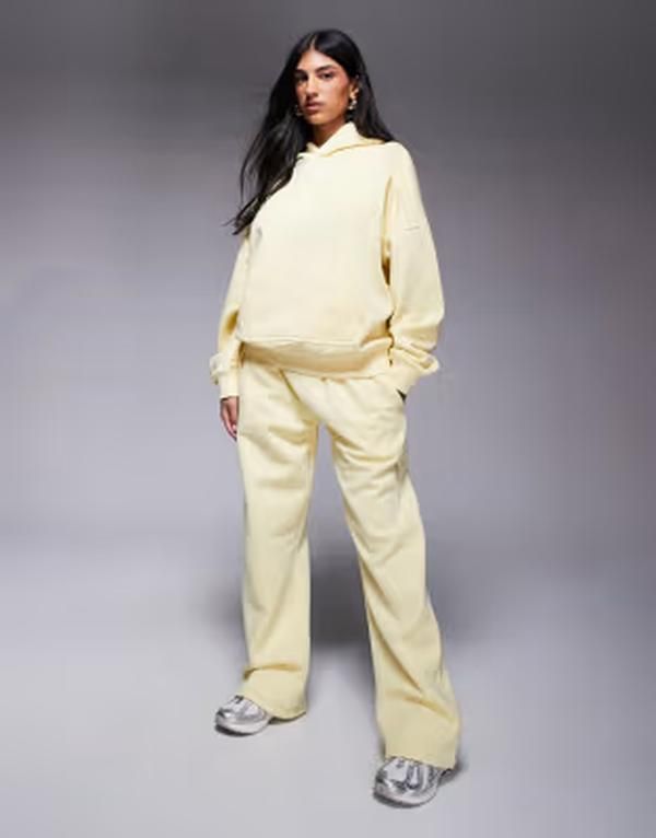 カイア レディース ボトムス カジュアルパンツ ワイドレッグ スウェットパンツ コットン Kaiia cotton blend Studio wide leg sweatpants in yellow