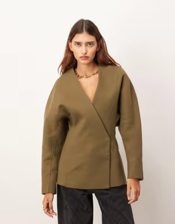アレンジ レディース アウター ジャケット・ブルゾン ウエストマーク ブレザー ARRANGE ultimate heavy twill cinched waist sculpted blazer i