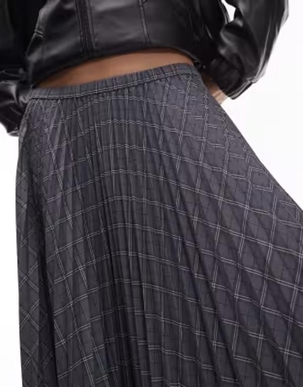 アルケット レディース ボトムスカート プリーツ ミディ ARKET pleated volume midi skirt plaid Gray check グレー