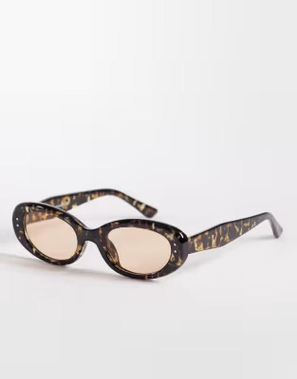 カイア レディース アクセサリー サングラス・アイウェア Kaiia exclusive oval frame tan lensunglasses in lightortORT AND TAN タン