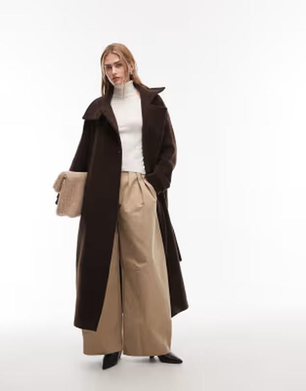 アルケット レディース アウター ジャケット・ブルゾン ウール コート マキシ ARKET wool maxi belted trench coat with side splits BROWN ブラ
