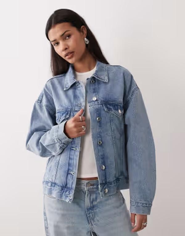 ジーナトリコ レディース アウター ジャケット・ブルゾン デニム Gina Tricot loose denim jacket in lightwash blue ブルー 23,660円