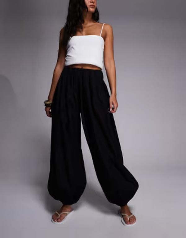カイア レディース ボトムス カジュアルパンツ コットン Kaiia Exclusive cotton volume balloon leg pants Black ブラック