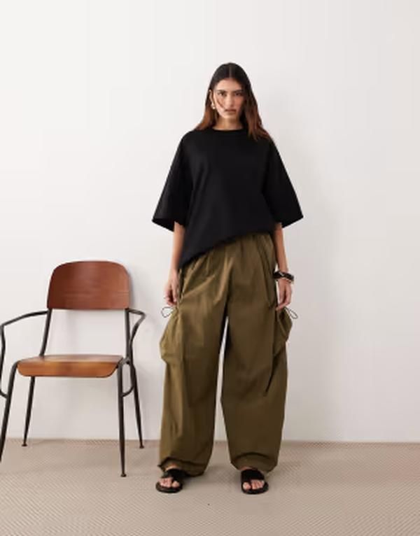 アレンジ レディース ボトムス カジュアルパンツ ARRANGE Delphi drawcord utility pants in washed Khaki カーキ