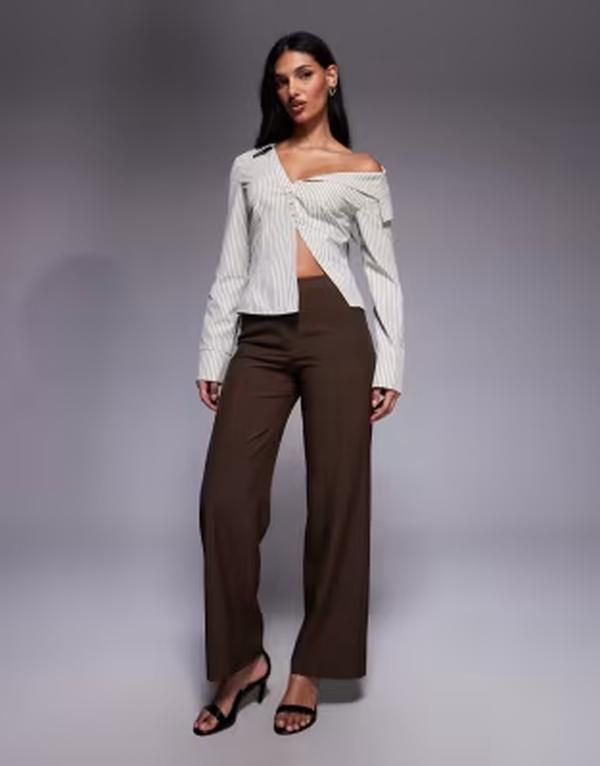 ザ・フロリック レディース ボトムス カジュアルパンツ ストレート The Frolic exclusive tailo red pocket front seam detail mid waistr