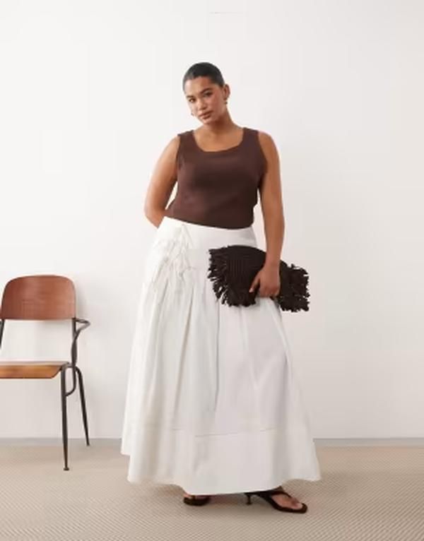 アレンジ レディース ボトムスカート マキシ ARRANGE Curve tie front wrap maxi skirt WHITE ホワイト