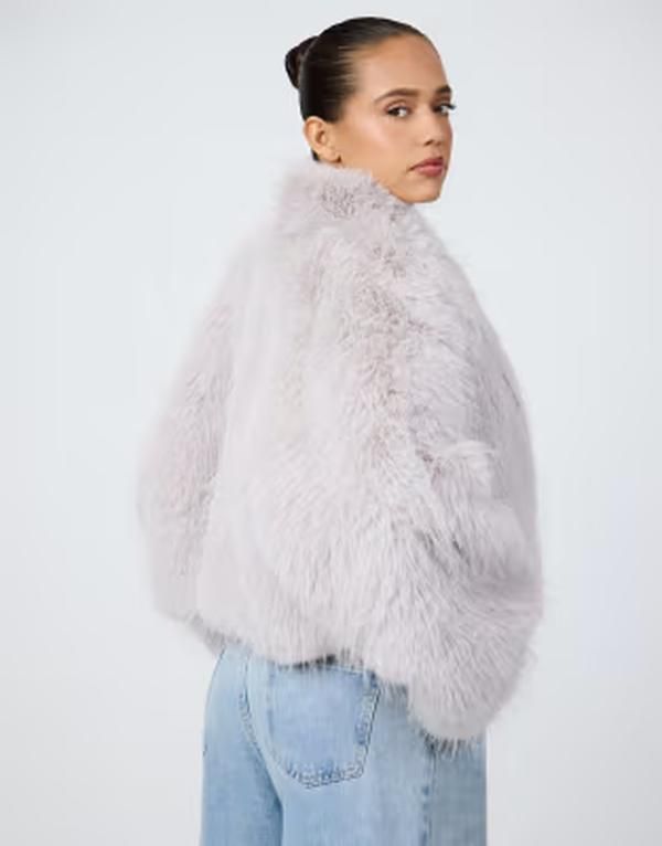 アリアコーブ レディース アウター ジャケット・ブルゾン クロップド Aria Cove faux fur wide sleeve cropped jacket LIGHT GRAY グレー
