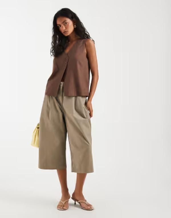ピーシーズ レディース ボトムス ハーフパンツ・ショーツ ショートパンツ PIECES high rise longline bermuda shorts Greige ベージュ