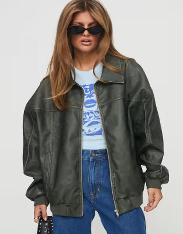 プリンセスポリー レディース アウター ジャケット・ブルゾン レザー フェイクレザー Princess Polly Goldsmith faux leather seam detail bomber