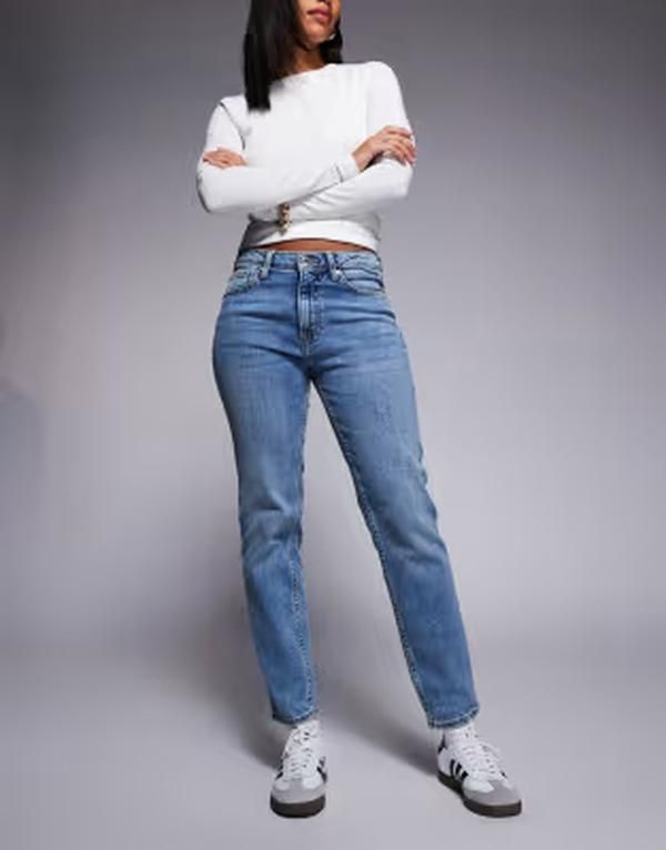 リバーアイランド レディース ボトムス デニムパンツ ハイウエスト ジーンズ River Island high waist slim jeans in medium denim MEDIUM デニム