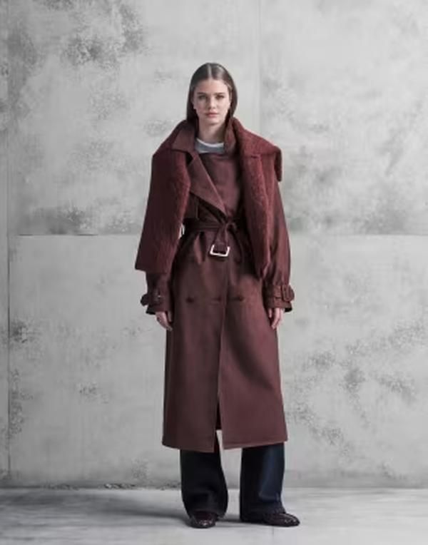 ザ・フロリック レディース アウター コート スエード The Frolic Exclusive faux suede oversized collar detail belted trench co