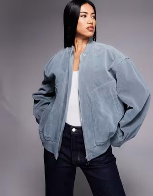 カイア レディース アウター ジャケット・ブルゾン スエード Kaiia exclusive faux suede bomber jacket in baby blue ブルー