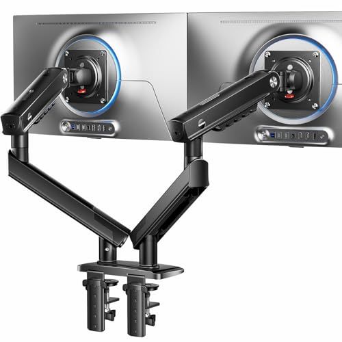 HUANUO (ファーノー) モニターアーム デュアル pcディスプレイアーム 2画面 13?32インチ対応 耐荷重2?9kg メカスプリング式 グロメット式＆クランプ式 VESA75*75 100*100 多角度調節 ケーブル収納 ゲーミン f1401c78
