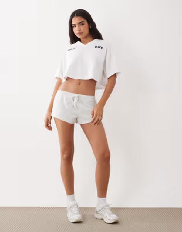 コットンオン レディース ボトムス ハーフパンツ・ショーツ ショートパンツ フリース Cotton Active fleece micro shorts in cloudy gray heather