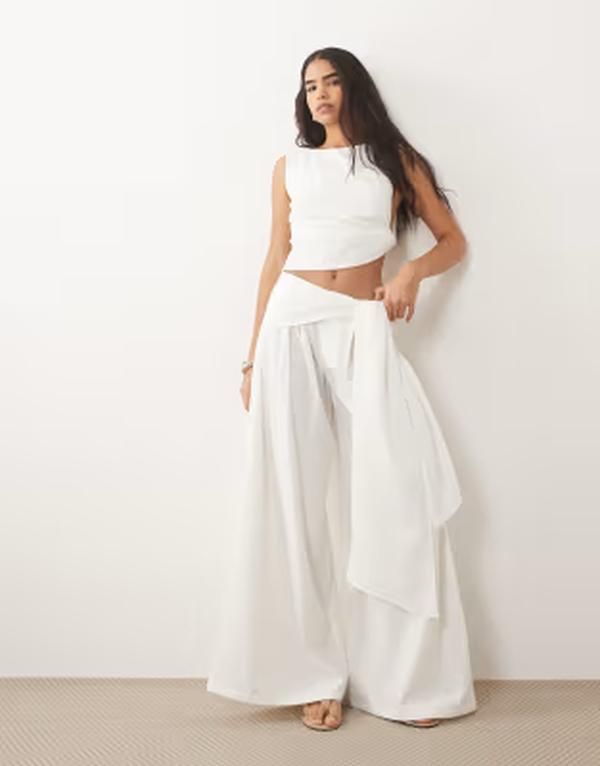 ミッシーエンパイア レディース ボトムス カジュアルパンツ ワイドレッグ ドレープ Missyempire Missy Empire volume drape tie front wide leg p 21,586円